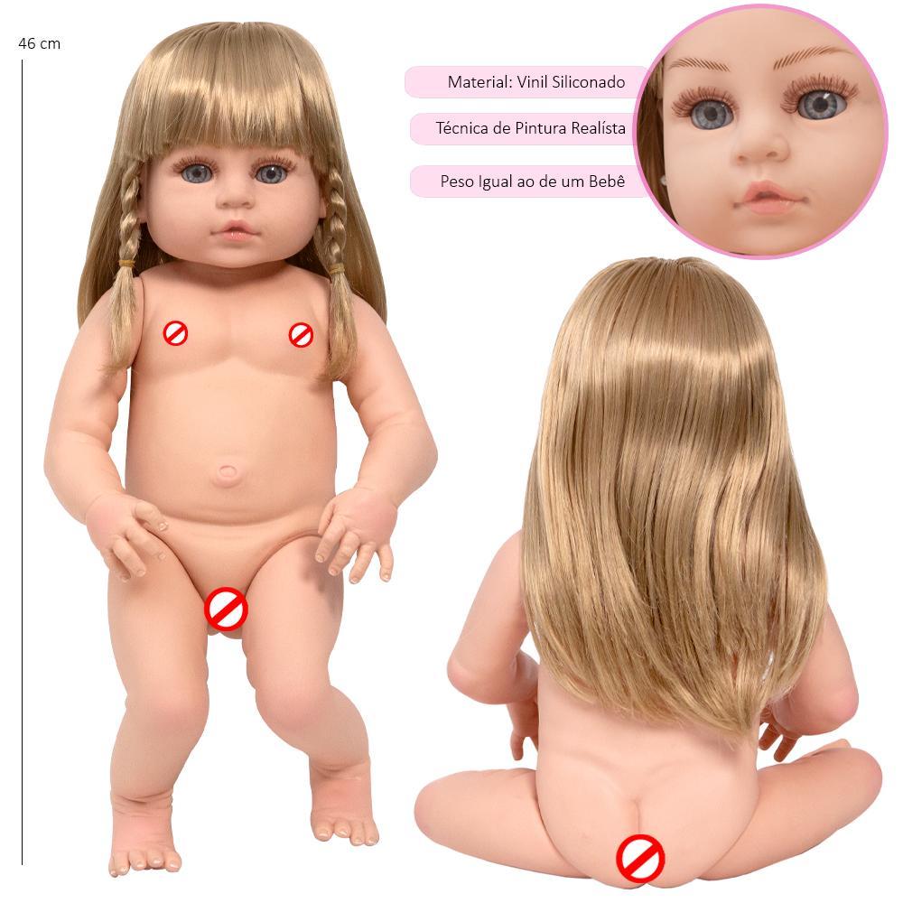 Boneca Bebe Reborn Realista Menina Loira Barbie Pode Banho