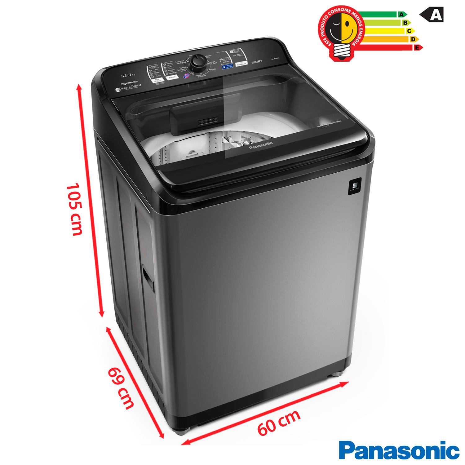 Miniatura Lavadora de Roupas Panasonic 12kg Titânio com 08 Programas de Lavagem - NA-F120B1TA 110