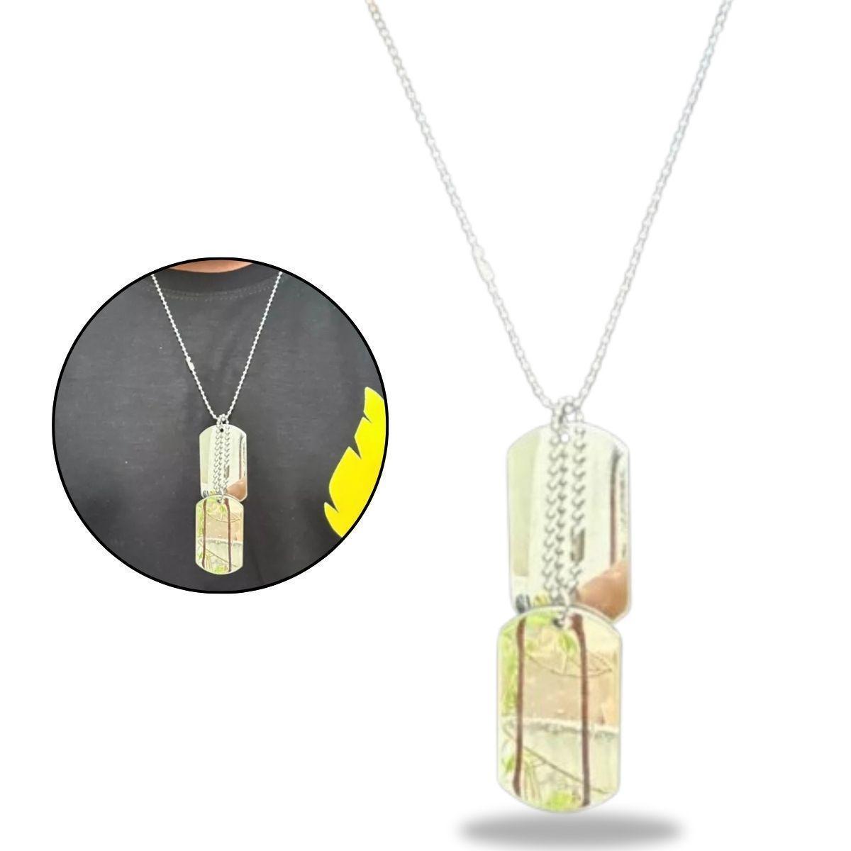 Miniatura Corrente Exército Dog Tag Aço Militar Prateado Placa Lisa