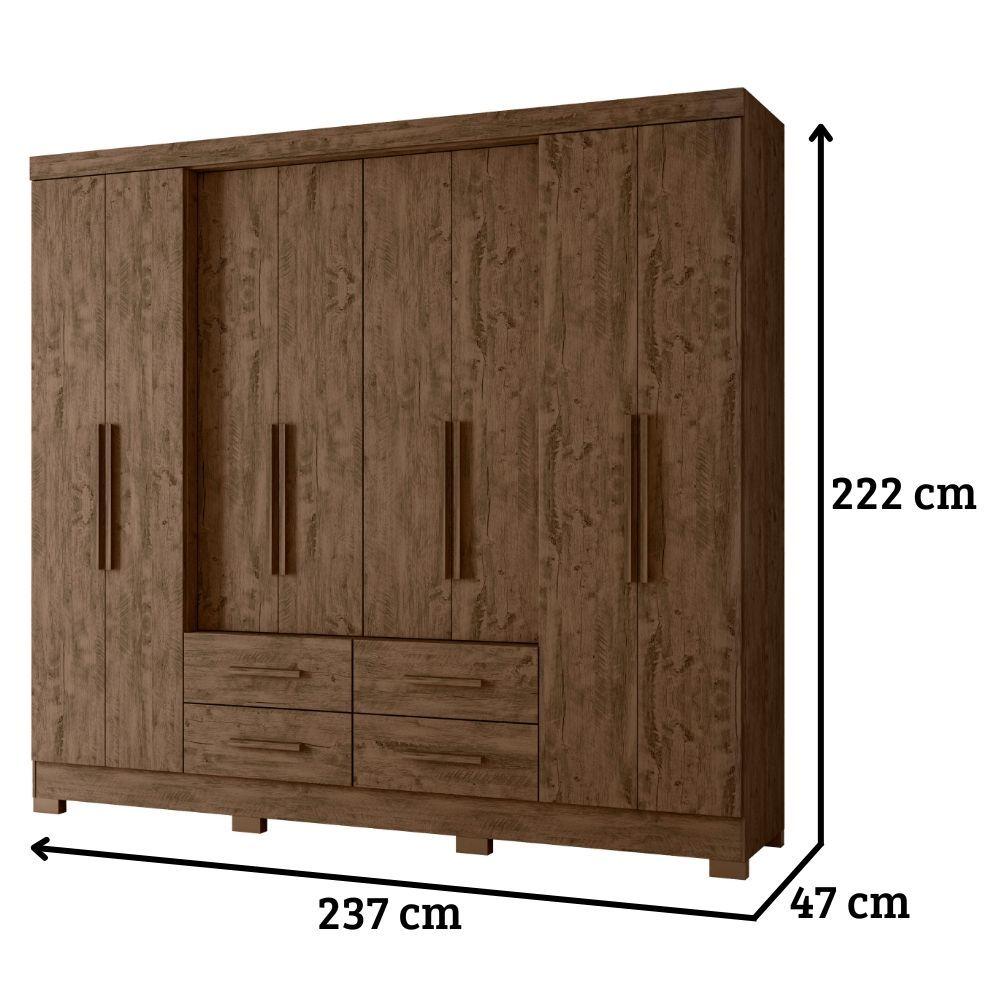 Miniatura Guarda Roupa Casal San Lorenzo 8 Portas Castanho Wood Moval