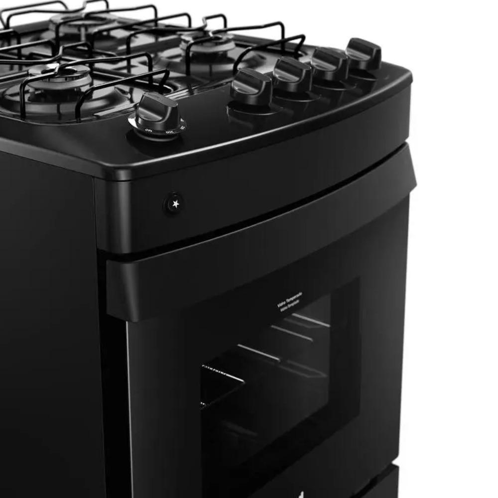 Fogão 4 Bocas Preto Consul com Mesa Esmaltada CFO4ZAE Bivolt Bivolt