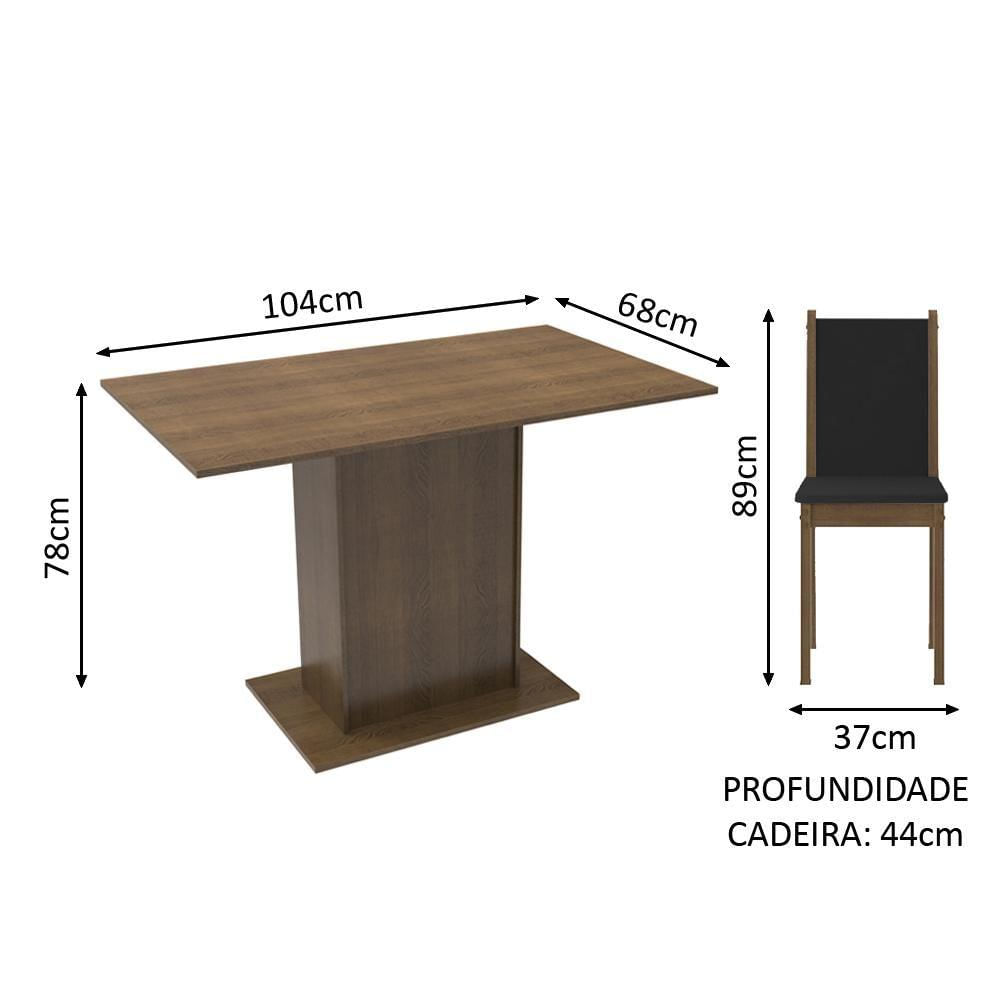 Miniatura Conjunto Sala de Jantar Talita Mesa Tampo de Madeira com 4 Cadeiras Madesa