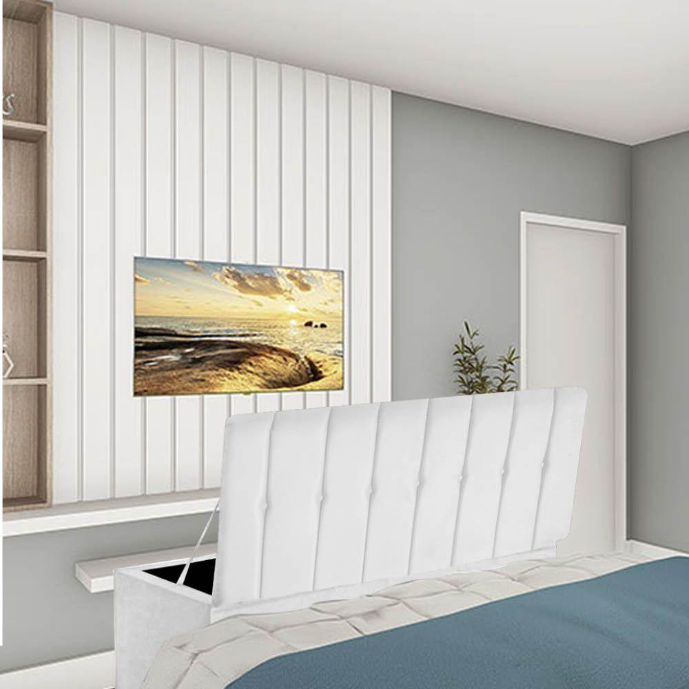 Miniatura Calçadeira Recamier Baú Kiara 195Cm King Size Para Quarto Box Sintético Branco - Amey Decor