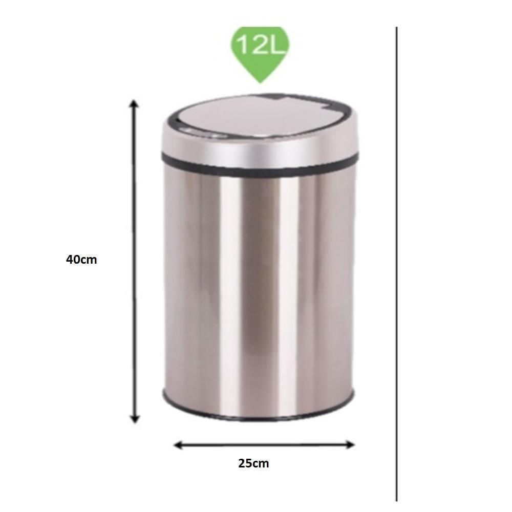 Miniatura Lixeira Automática Branca 12l – Sensor Inteligente, Design Luxo Em Inox Para Cozinha E Banheiro