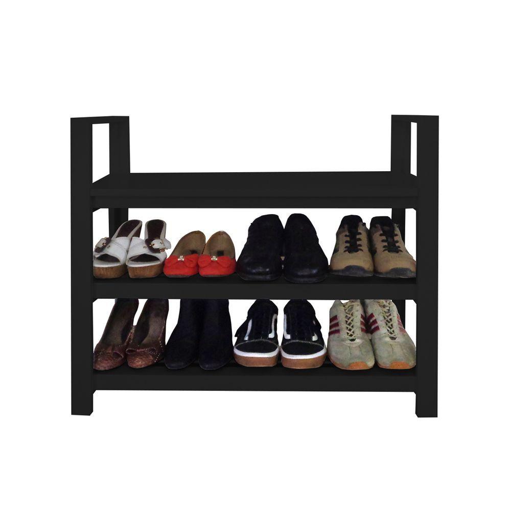Miniatura Sapateira Banco Com Braço De Piso Para Closets E Quartos 8 Pares Sapatos Preto Laca