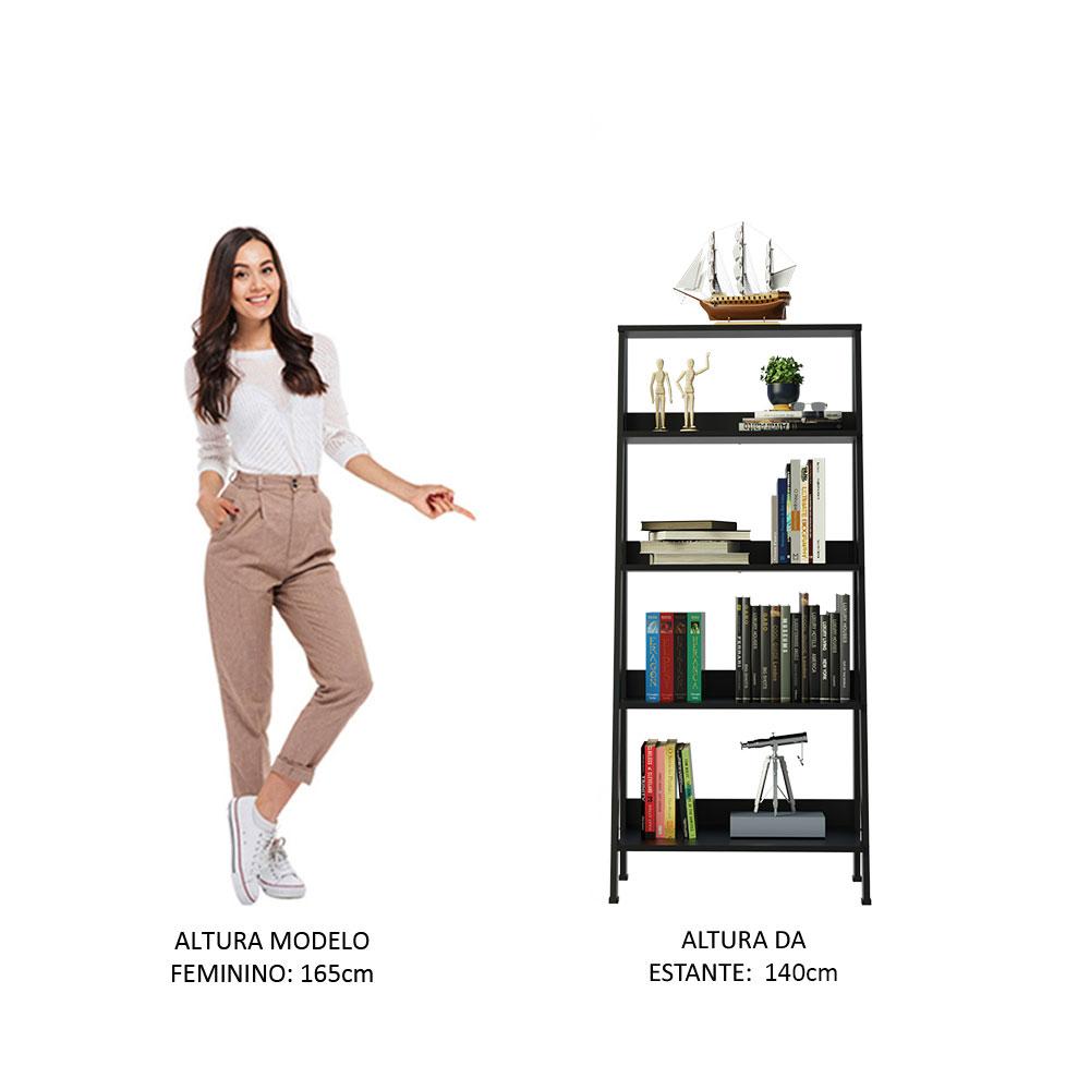 Miniatura Estante Escada para Livros com 4 Prateleiras Madesa Preto