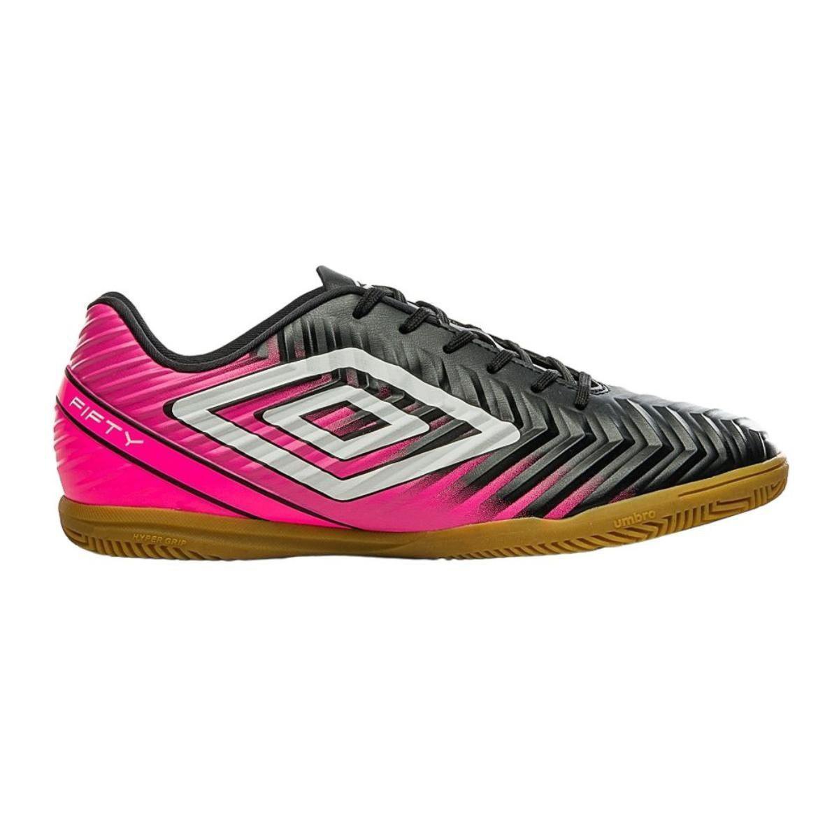 Miniatura Chuteira Futsal Umbro Fifty V Unissex Preto+Rosa - 40