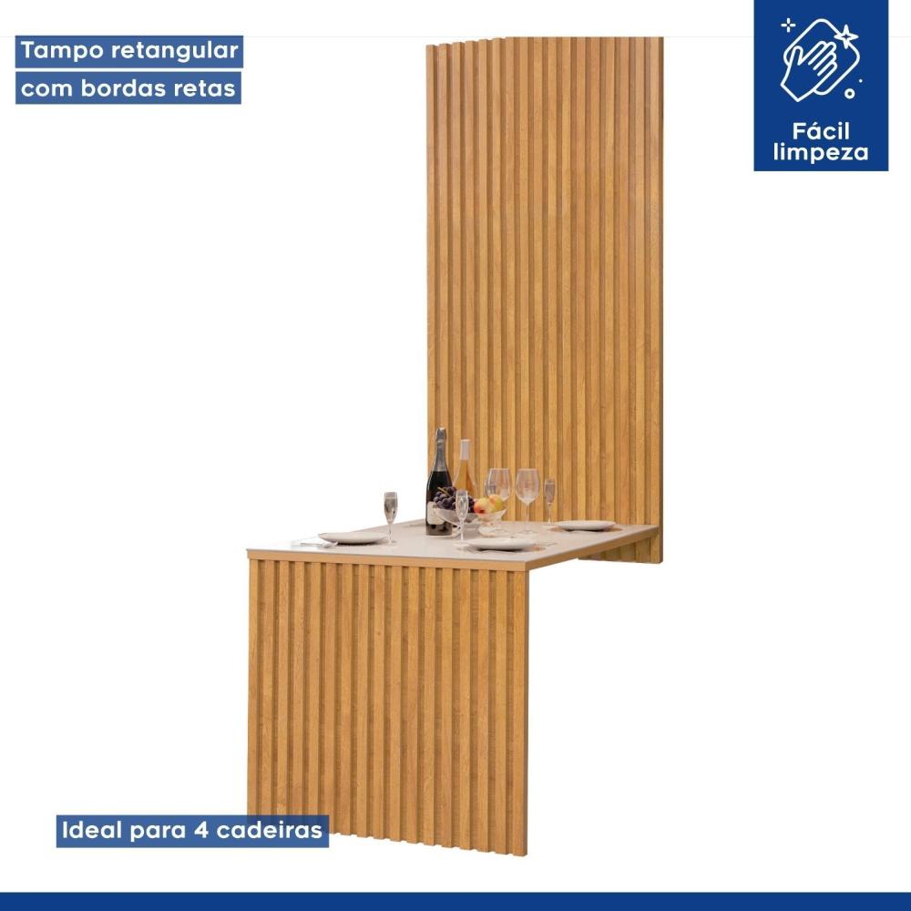 Conjunto Mesa Bella Ripada 120cm com 4 Cadeiras Arizona Tampo Bella com Vidro Cinamomo/Off White/Veludo Bege Claro