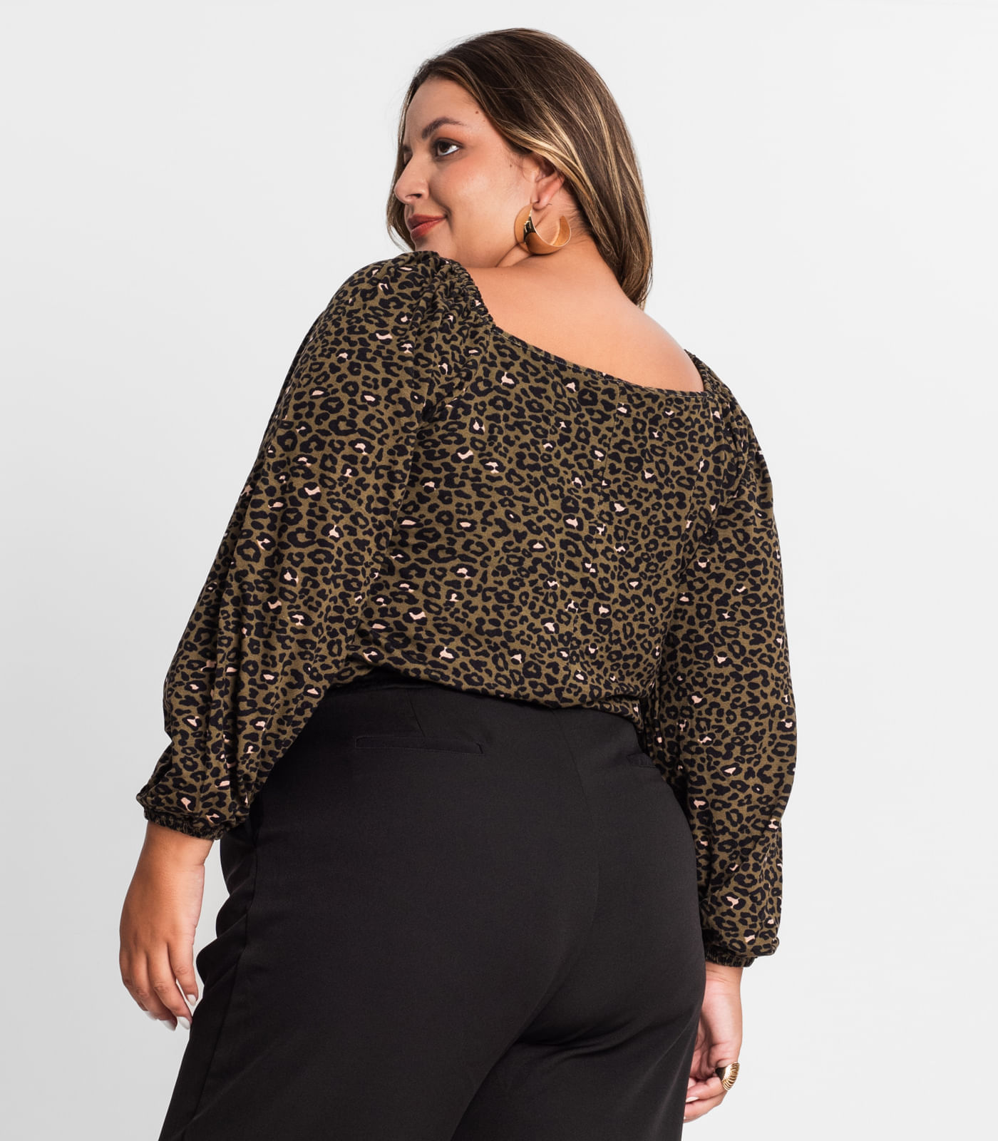 Miniatura Blusa Feminina Plus Size Em Molecotton Secret Glam Verde Plus G2