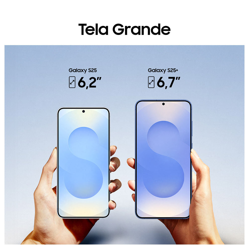 Miniatura Samsung Galaxy S25 Azul, Nova Geração Galaxy AI, Câmera Tripla Traseira de até 50MP, Selfie de 12MP, Tela de 6.2" 1-120Hz, 256GB, 12GB de RAM, eSIM. BIVOLT