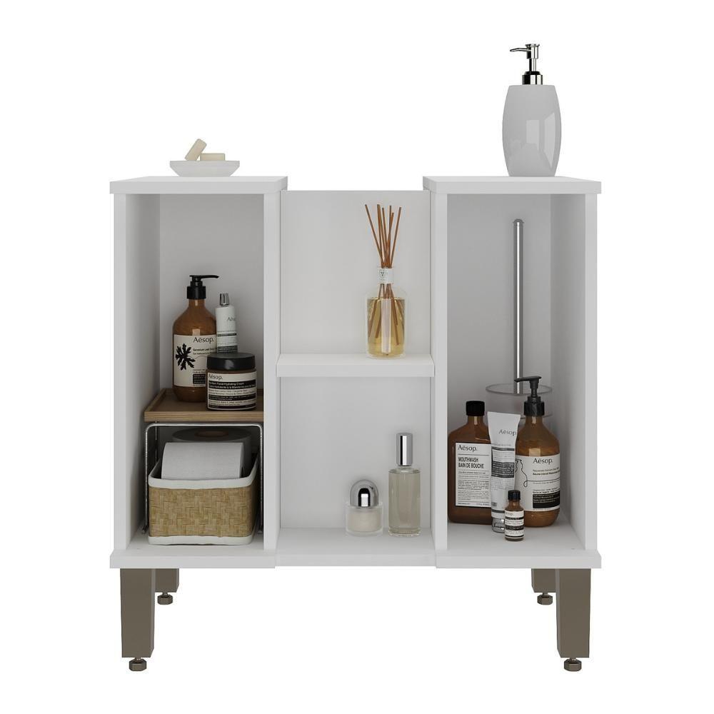 Miniatura Gabinete De Banheiro Para Pia De Sobrepor 2 Portas 60,4cm Multimóveis Cr10137 Branco