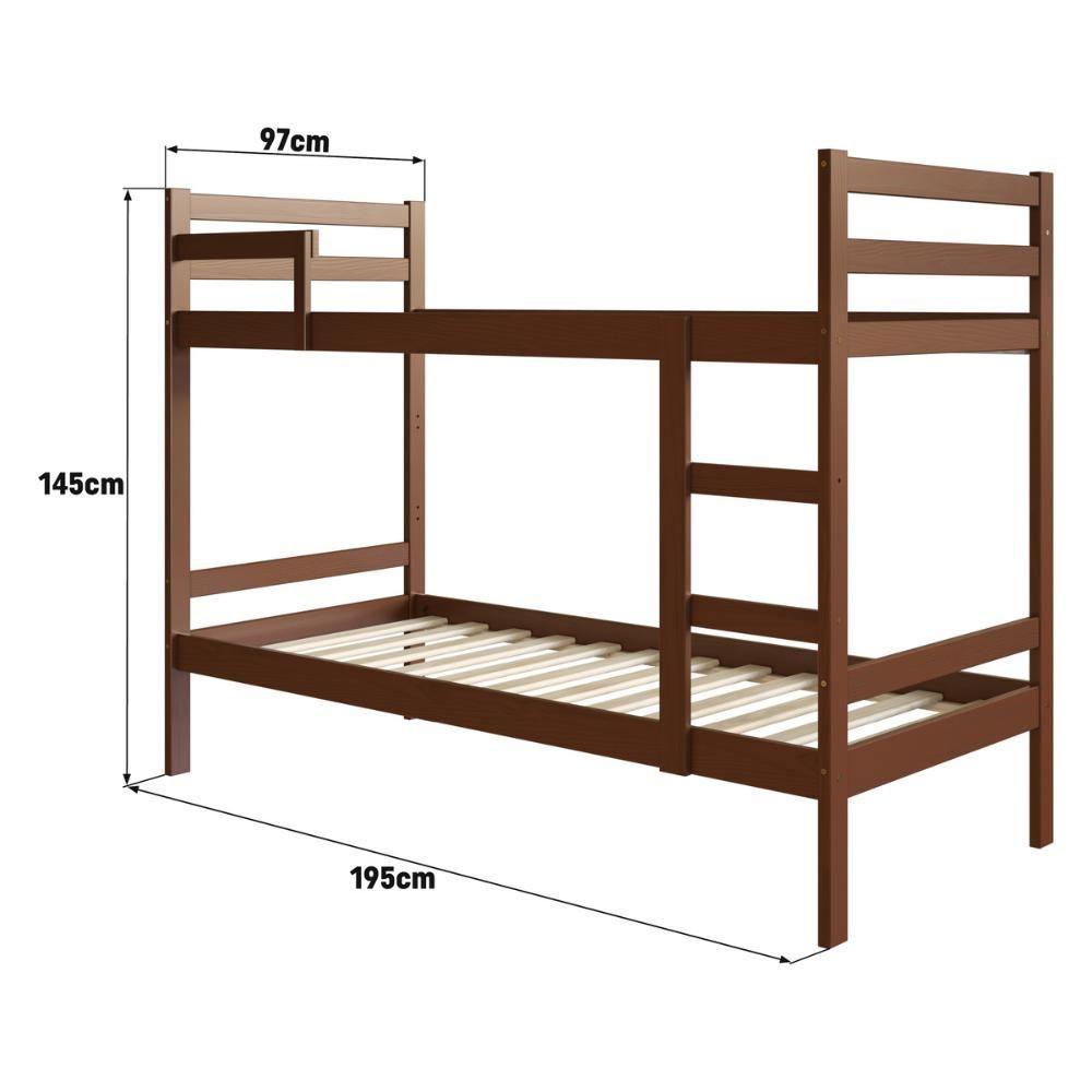 Miniatura Beliche De Madeira Maciça Para Colchão 88x188cm Multimóveis Cr35272 Walnut