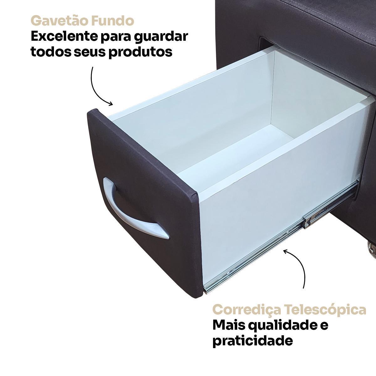 Miniatura Cadeira Cirandinha Manicure Com Gavetão Rodas Gel E Apoio