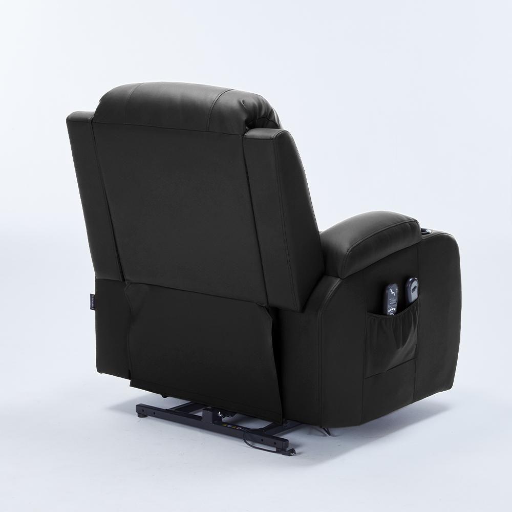 Poltrona Do Papai Lift Sala De Estar Reclinável Austin Elétrica Aquecimento Massagem Pu Preto G94 - Gran Belo