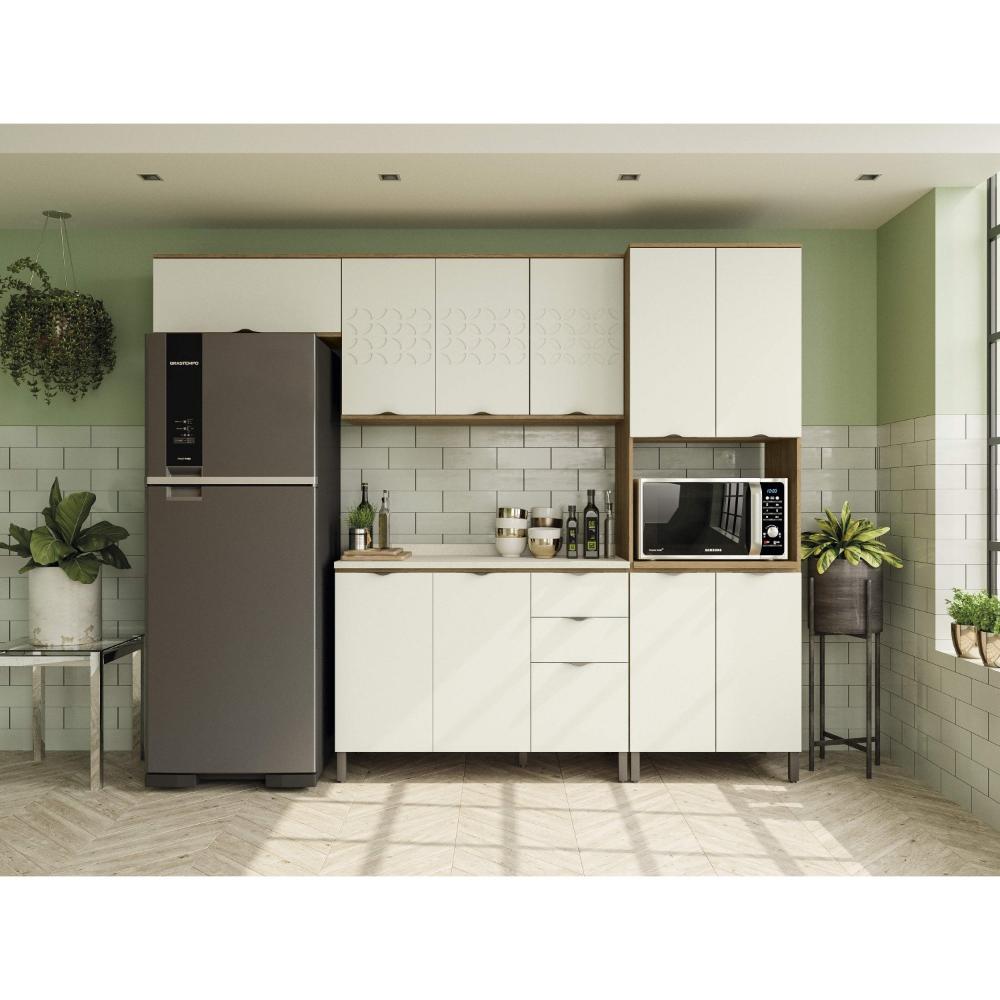 Miniatura Armário Aéreo de Geladeira 1 Porta Basculante 60cm Kappesberg Freijó/Off White