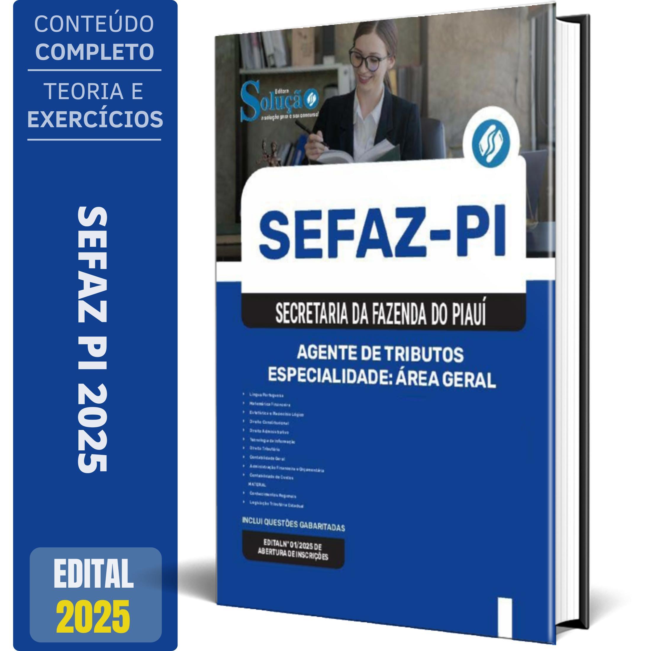 Miniatura Apostila Sefaz Pi 2025 Agente Tributos Especialidade: Área