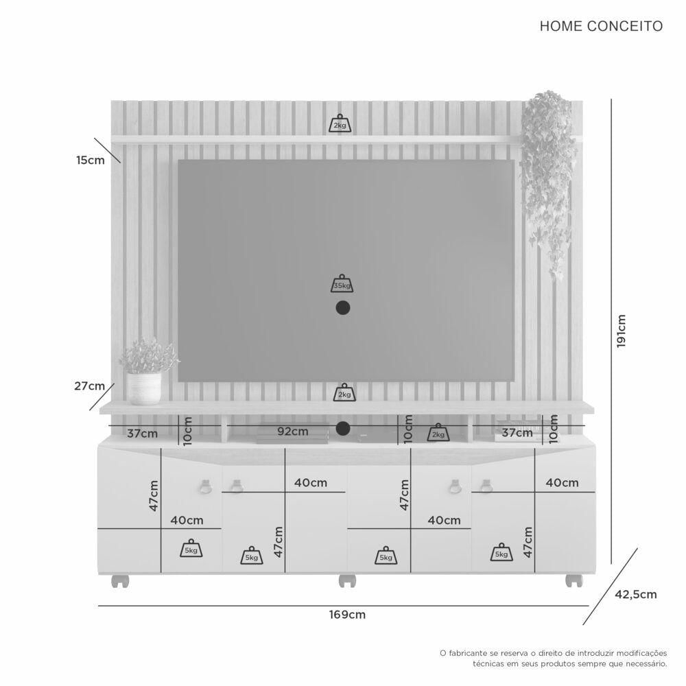 Miniatura Estante Home Para Tv Até 65 Polegadas Conceito Candian Jcm Movelaria Cinamomo-off White