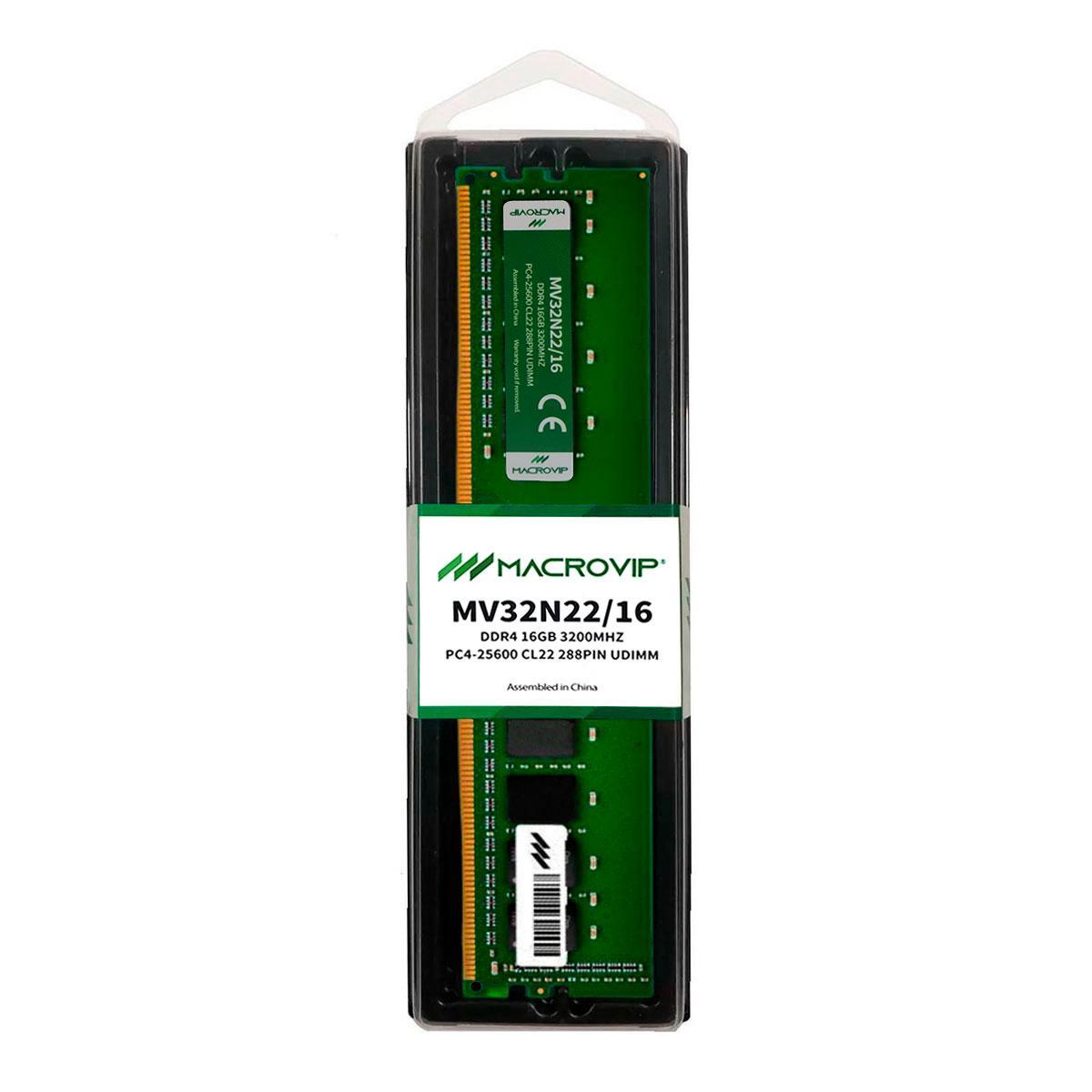Miniatura Memória 16Gb Macrovip, Ddr4, 3200Mhz, Cl22 - Mv32N22/16