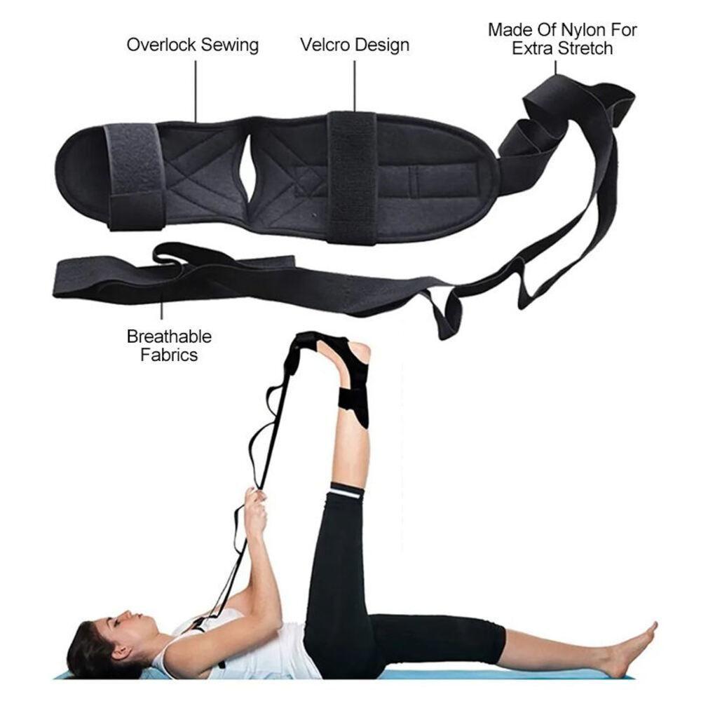 Faixa Elástica para Alongamento com Alças Yoga Pilates Fisioterapia Pernas Tornozelo