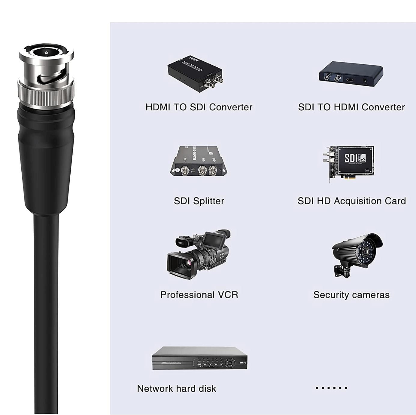 Miniatura Cabo Coaxial De Vídeo Sdi/Bnc X Sdi/Bnc 3G Hd 75 Ohm 1 Metro