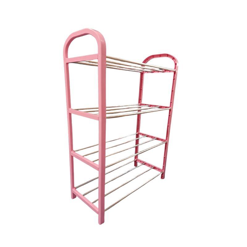 Miniatura Sapateira Prateleira Multiuso De Plástico 4 Andares- Rosa