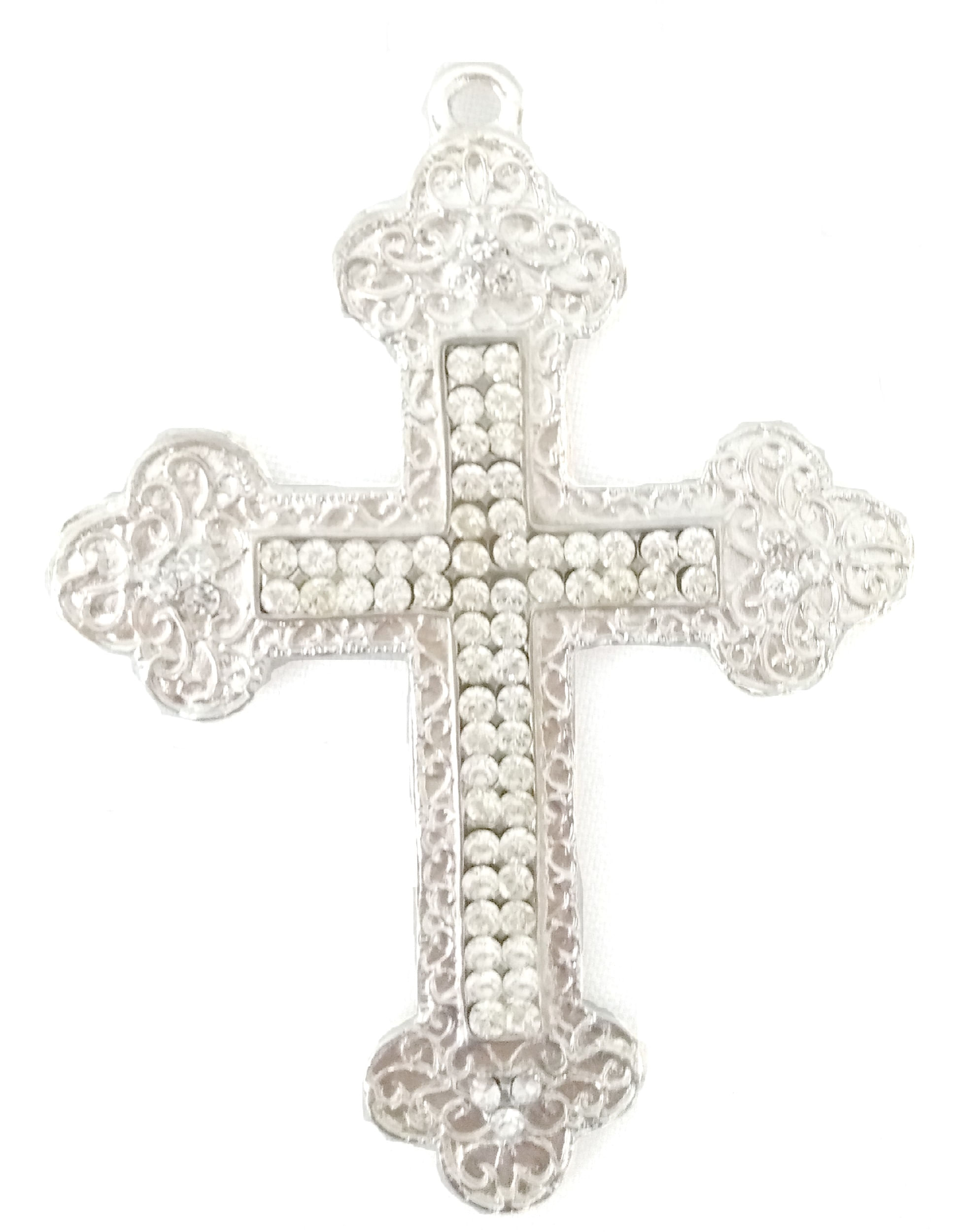 Miniatura Crucifixo Cruz Para Terço De Noiva Dupla Face Banho De Prata