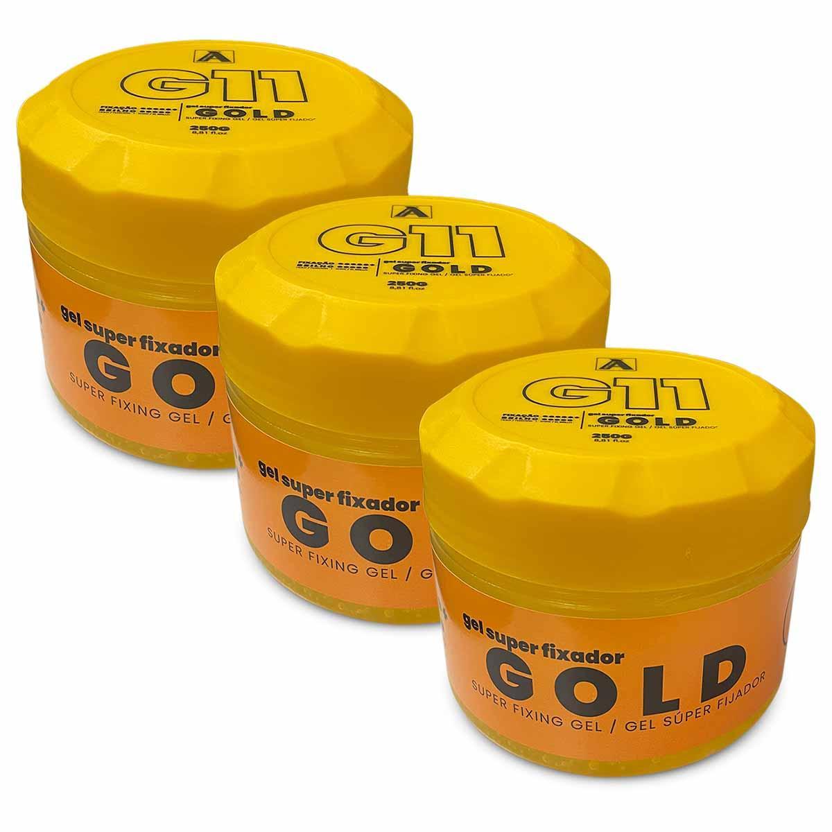 Miniatura Kit 3X Gel Para Cabelo Fixador Gold G11 250G Alfa Looks