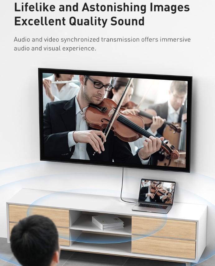 Cabo Usb Tipo C Thunderbolt 4 Baseus 40Gpbs Pd 100W Video 8K