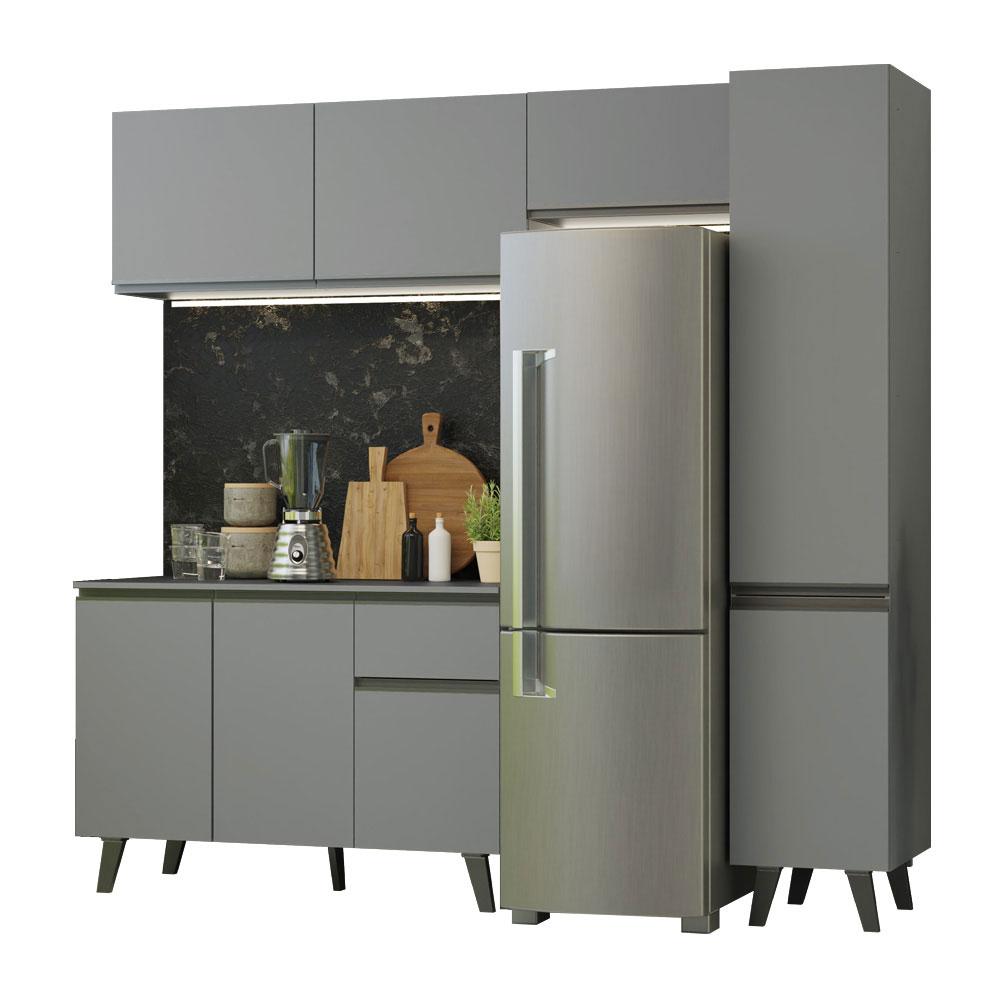 Miniatura Armário de Cozinha Completa 220cm Cinza Nice Madesa 03 Cinza