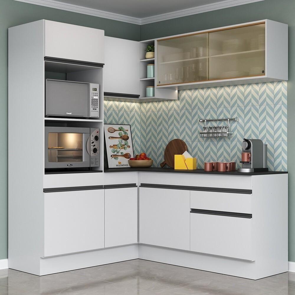 Miniatura Armário De Cozinha Completa De Canto Mp2098.964 Branco/Preto