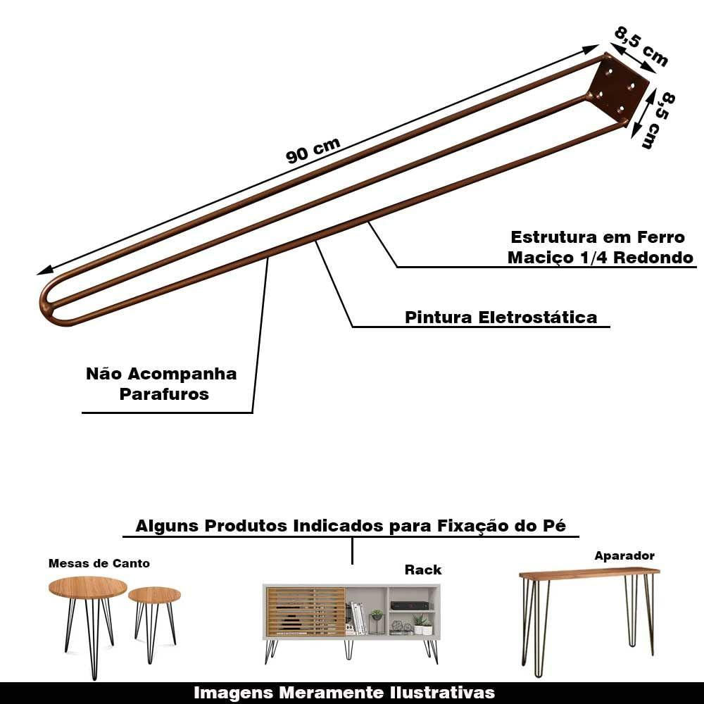 Kit 4 Pés De Metal 90 Cm Aparador E Mesa De Canto Bronze