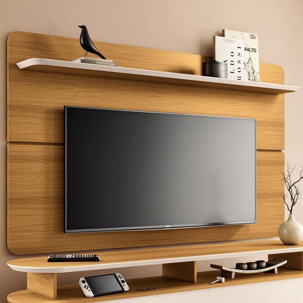 Painel De Tv 70 Pol Hera E Bancada Elva H01 Off-cinamomo - Mpozenato