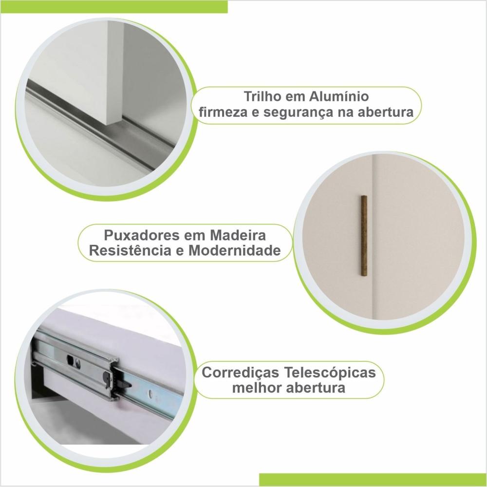 Guarda Roupa Casal 3 Portas 9 Gavetas Luana Sallêto Móveis Cinamomo/Off White