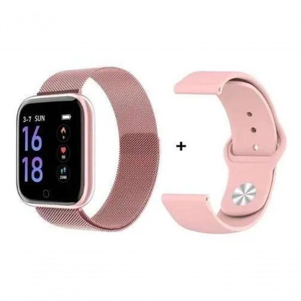Miniatura Smartwatch I5 (P70) Rosa Com Duas Pulseiras