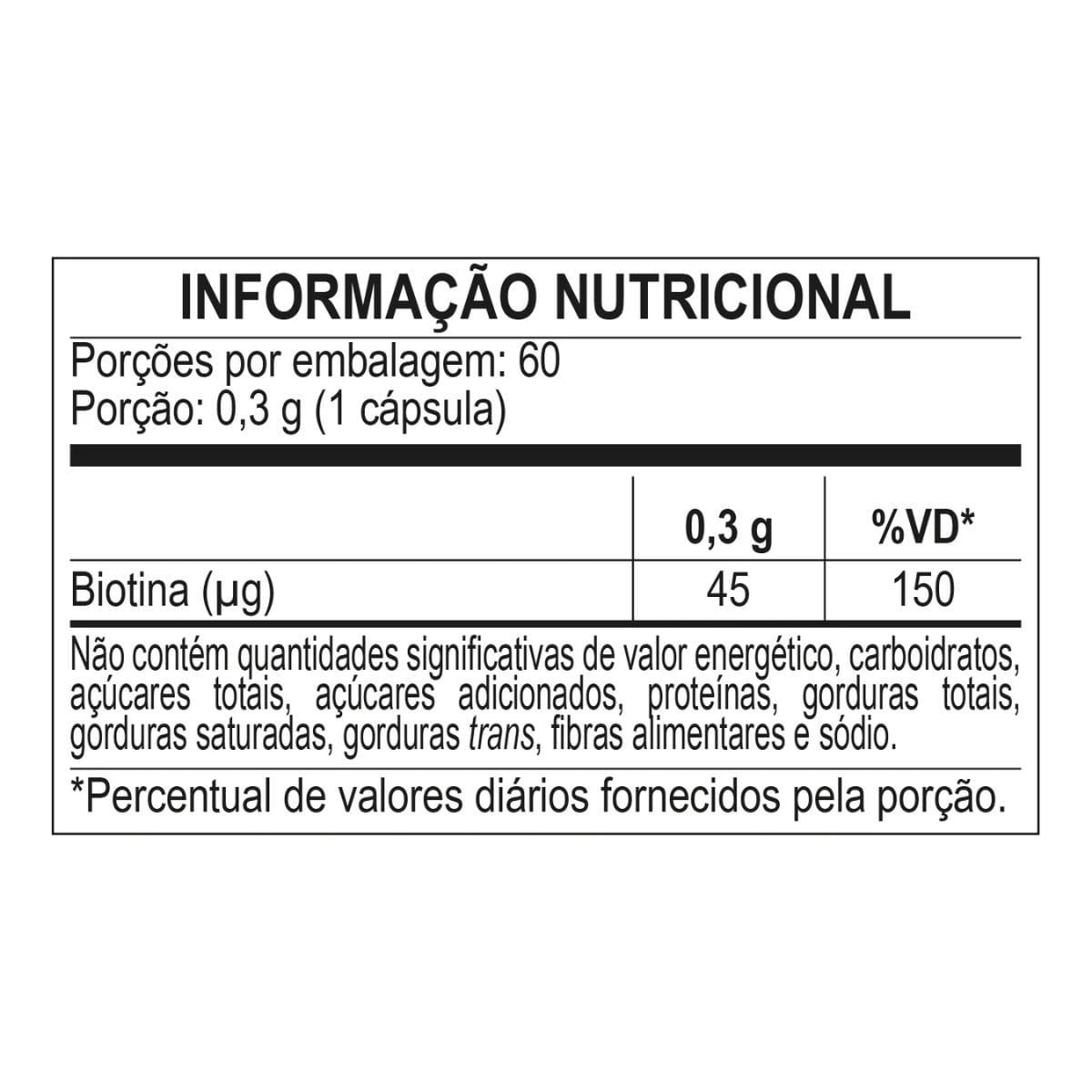 Miniatura Biotina 100% Pura 60Cápsulas Para Cabelos E Unhas Bodyaction