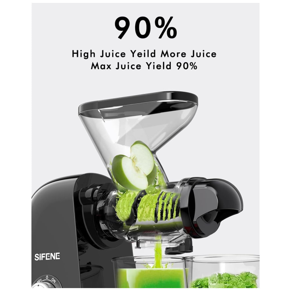 Miniatura Centrifuga de Frutas com Função Reversa, Motor Silencioso e Mastigação Lenta, 110V 150W, SiFENE, Preta
