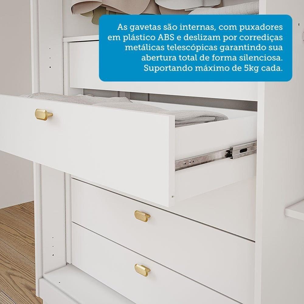 Guarda-roupa Casal 240cm 6 Portas 6 Gavetas Espelho Interno Giratório 100% Mdf Turim Espresso Móveis Branco