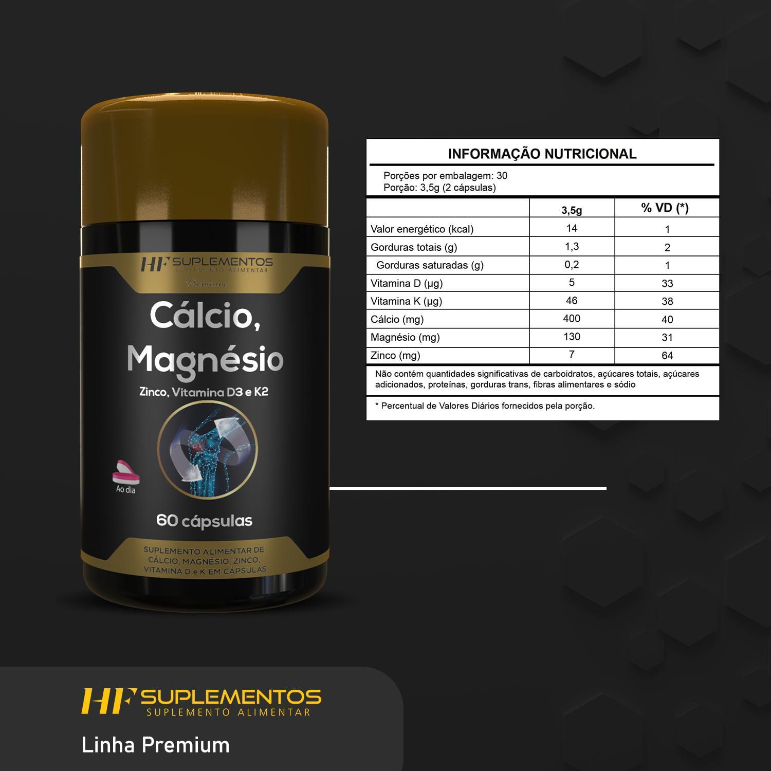 Miniatura Calcio Magnesio Zinco Vit D3 K2 60Caps Hf Suplementos