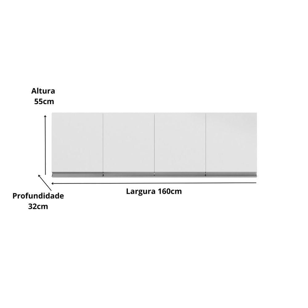 Miniatura Armário Aéreo P- Cozinha Andreia 160cm C- 4 Portas Branco