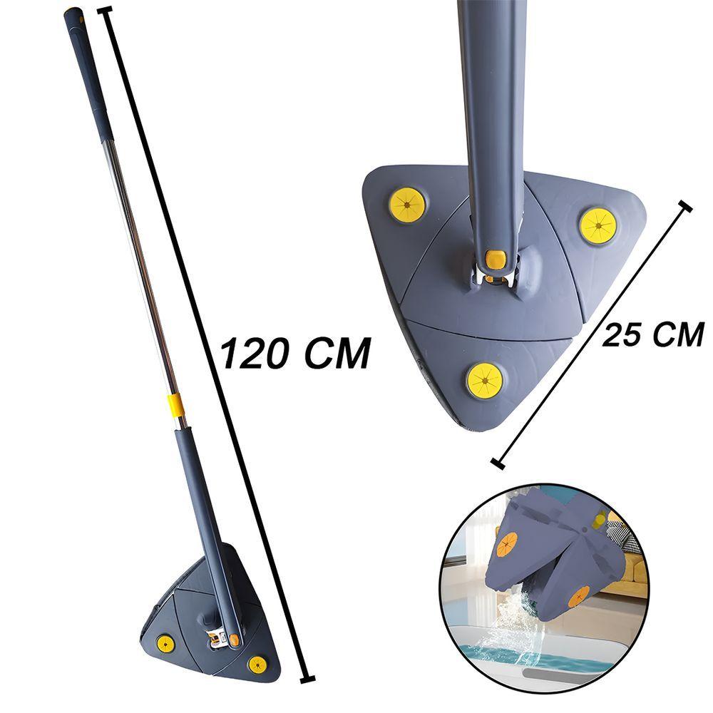 Miniatura Mop Multiuso Giratório 360 Triangular Com 2 Refis Removíveis Para Limpeza De Piso