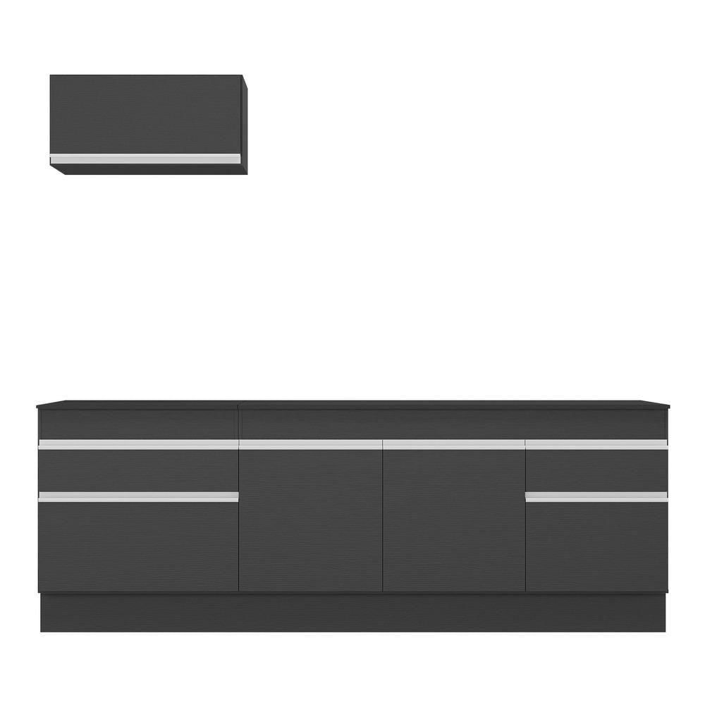 Miniatura Armário De Cozinha 220cm Com Rodapé Multimóveis Preto/branco