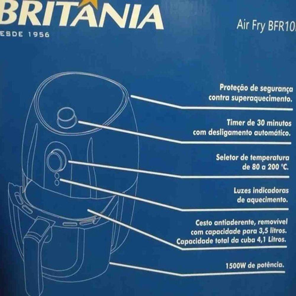 Miniatura Fritadeira Eletrica Britania 4,1 Litros Sem Oleo Air Fryer Bfr10p 220V Preto