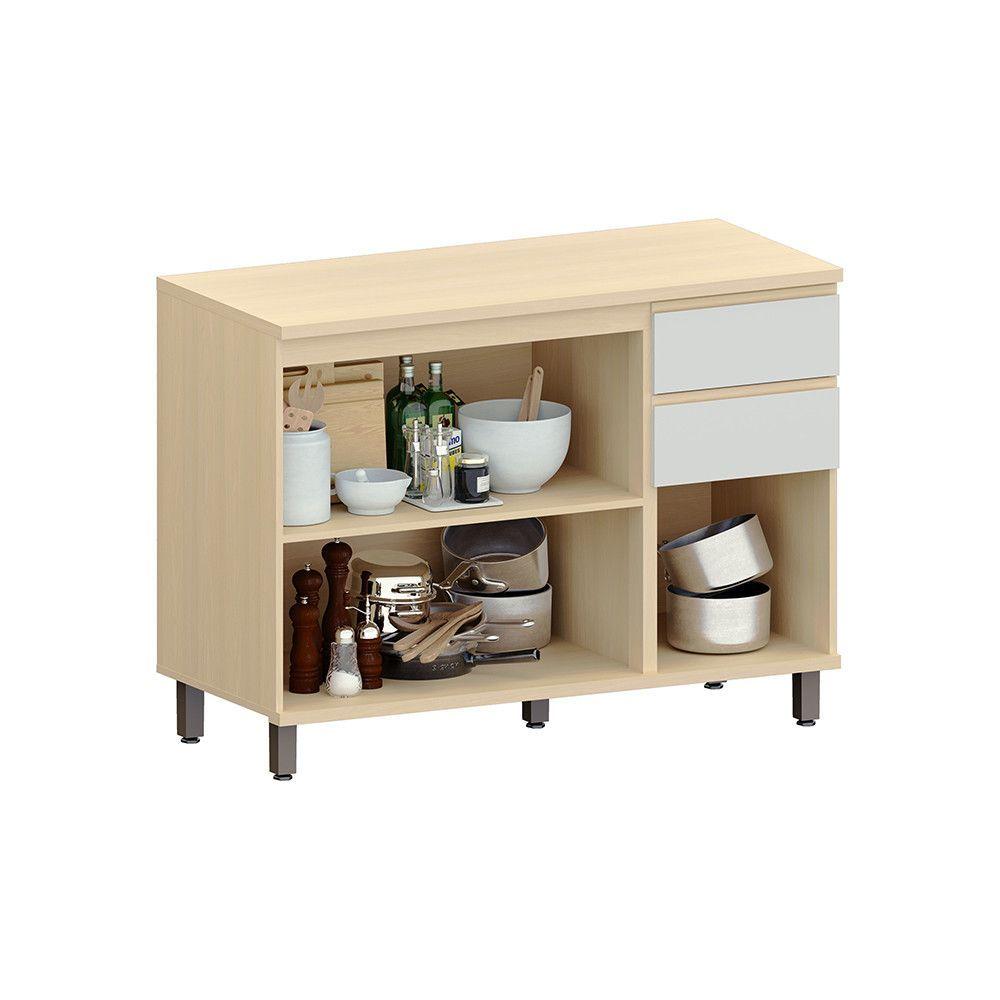 Miniatura Balcão De Cozinha 120cm 3 Pts E 2 Gav C/ Tampo Aura Luciane Carvalho/cinza Cristal