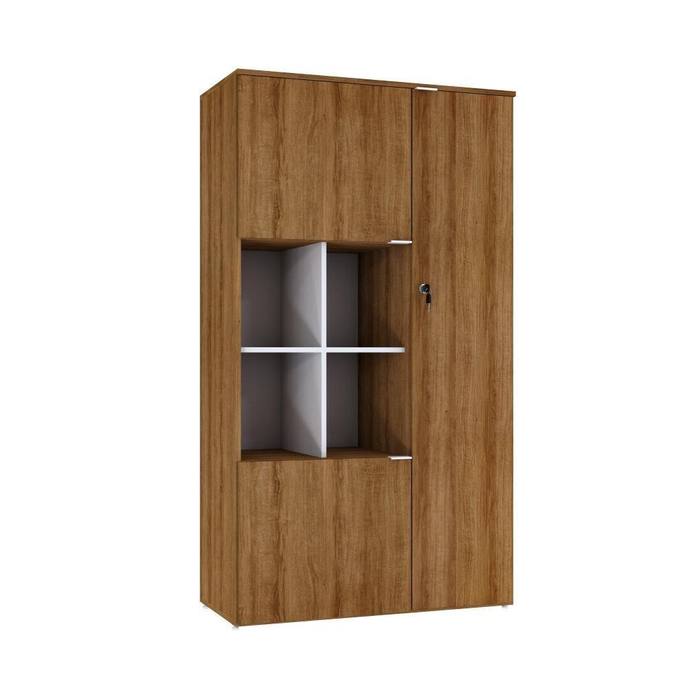 Miniatura Armário Alto Com nicho E 03 Portas 161,5x90x42cm Wlan90 Lâmina Mel - Branco