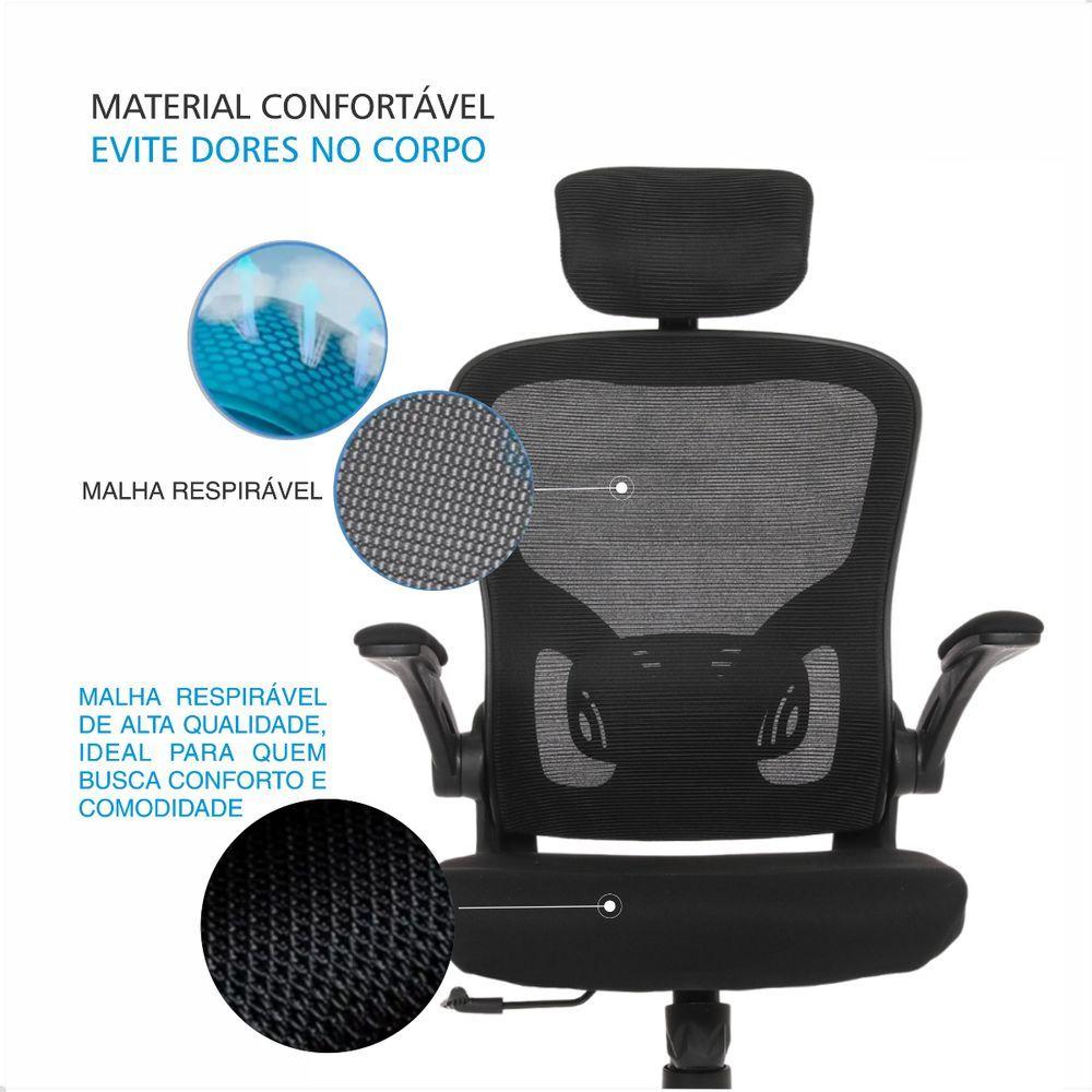 Cadeira De Escritorio Presidente Giratória Ergonômica Mesh