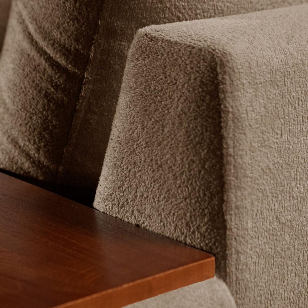 Miniatura Sofá com Chaise 4 Lugares Veludo 270 Cm Grécia Bege