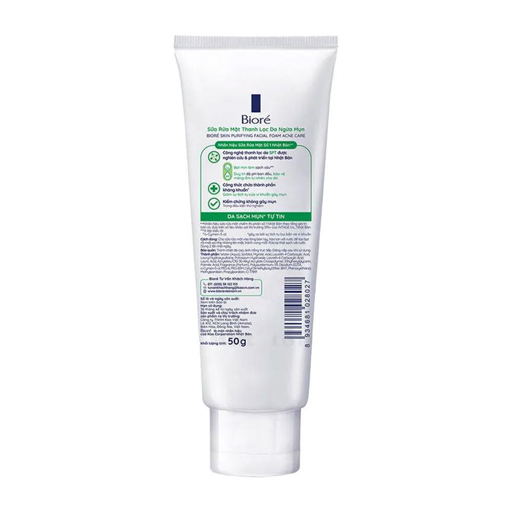 Miniatura Sabonete Limpeza Facial Bioré Skin Purifying Acne Care 50G