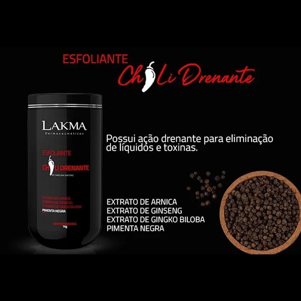 Miniatura Kit Chili Lakma Lipolítico Pimenta Negra Redutor 3 Passos Creme - Celulite e flacidez - Redutor de medidas - Redutor - Gordura localizada - Kit - Lakma - 3x