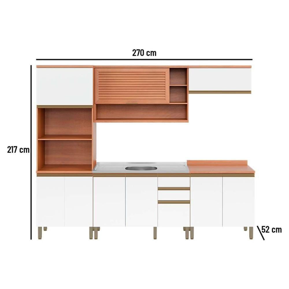Cozinha Modulada Macadâmia 5 Peças (2aéreos+2balcões+1paneleiro) Czc25 Freijo-grafite