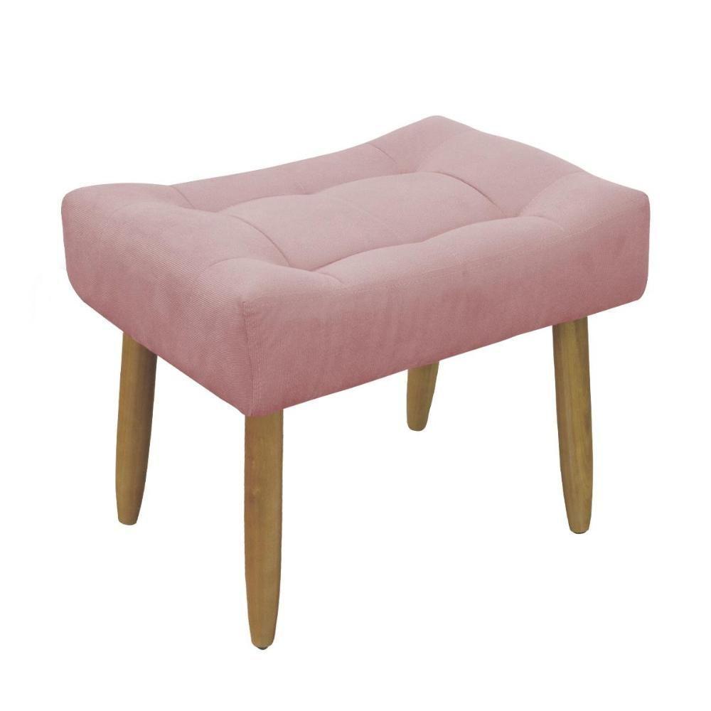 Miniatura Puff Banqueta Decorativo Pés Madeira Rosa